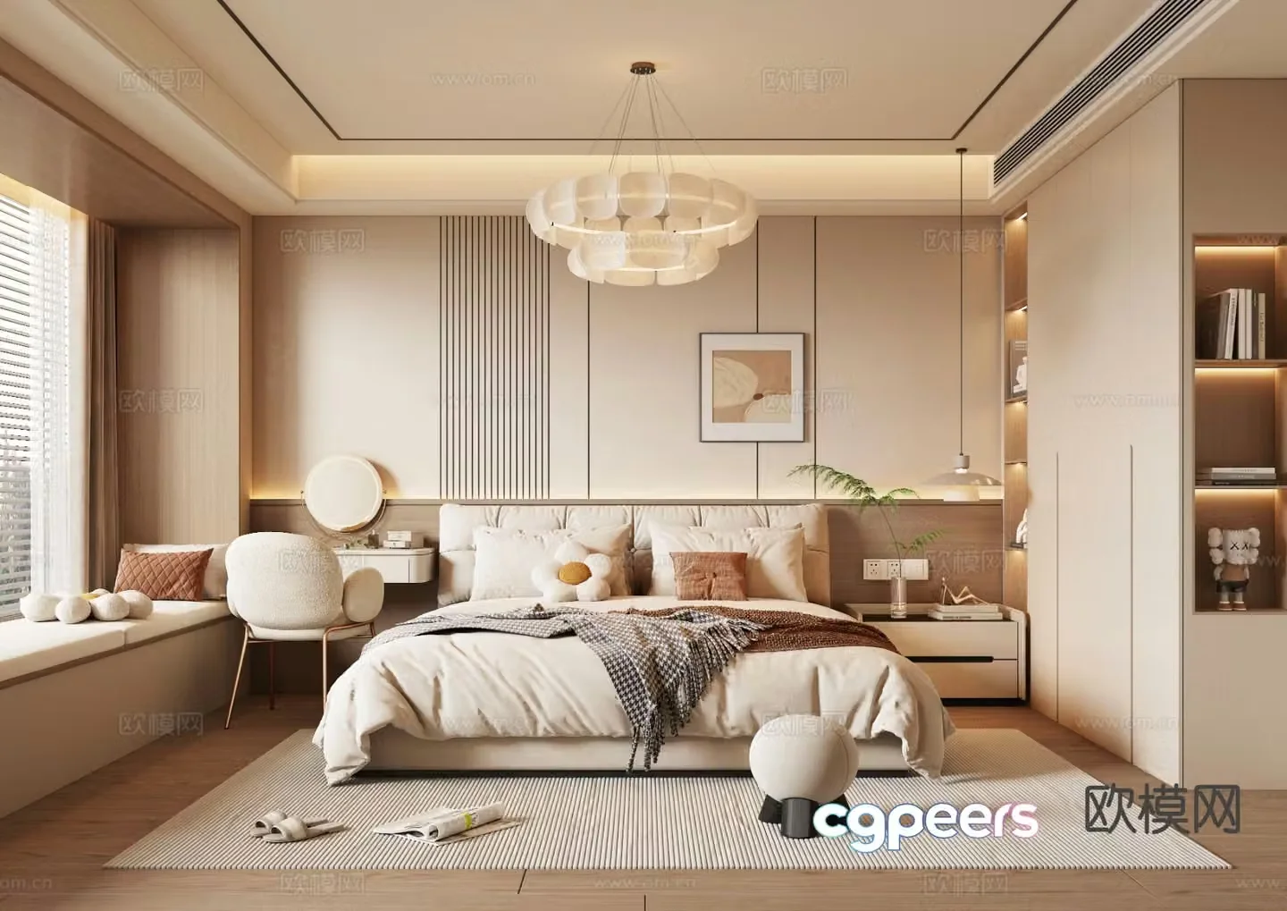 Cream style bedroom master bedroom 3d model