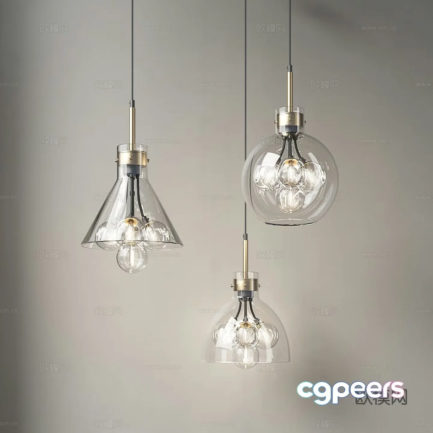 Light luxury restaurant chandeliers modern bar chandeliers simple stairwell chandeliers Nordic porch chandeliers 3D model