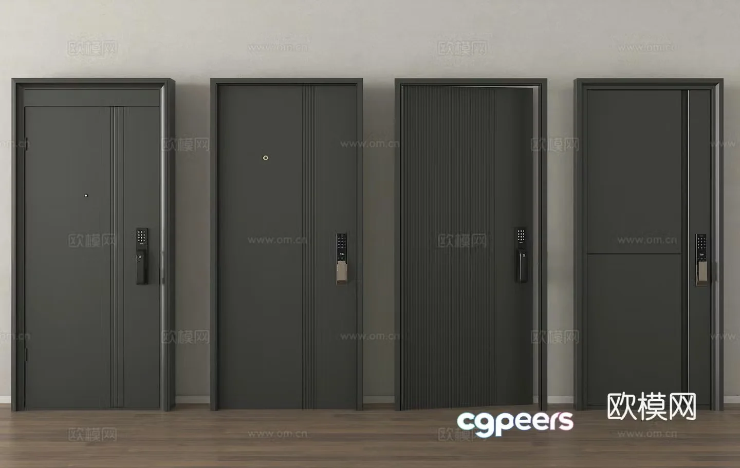 Single-open door security door entry door entry door 3d model