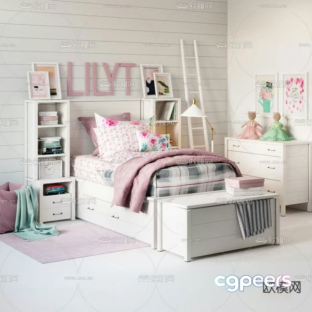 Nordic children’s bed 3d model