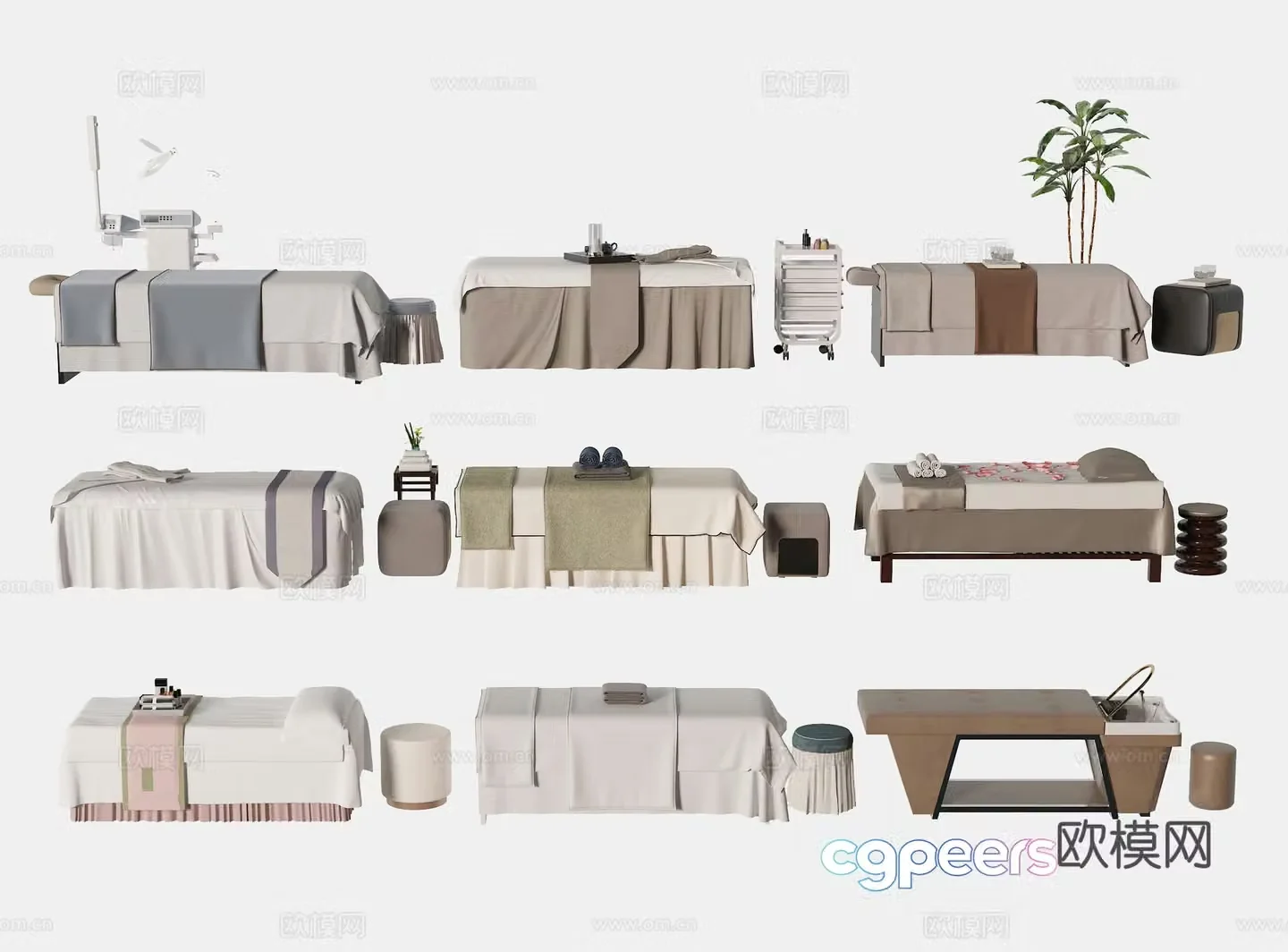 Beauty SPA Beauty Bed Massage Bed Shampoo Bed Physiotherapy Bed 3D Model