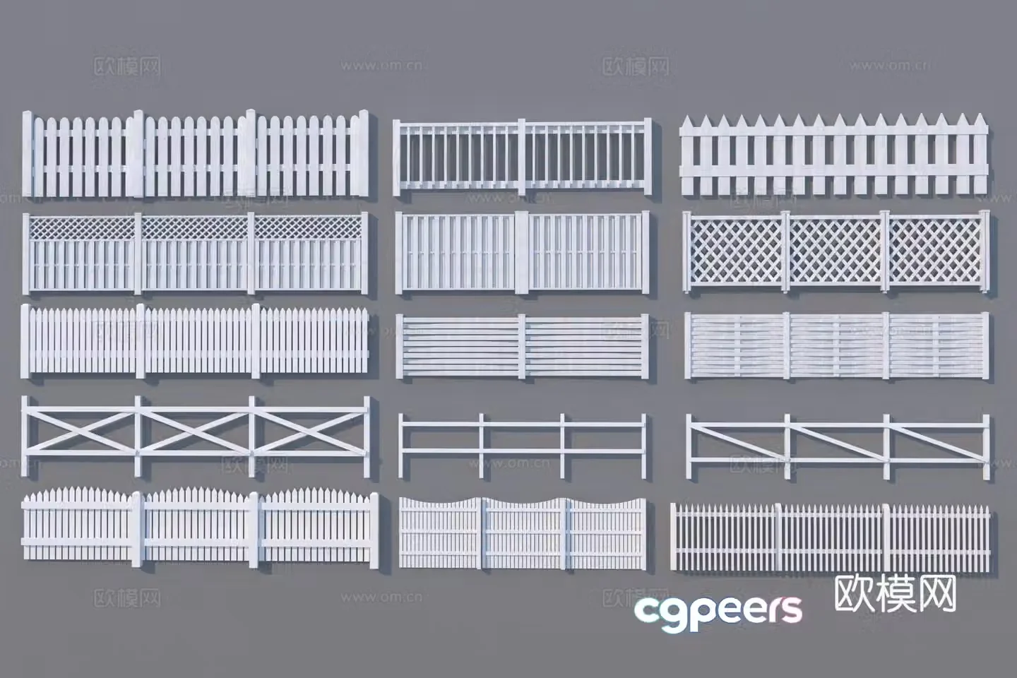 Modern white fence 3d model