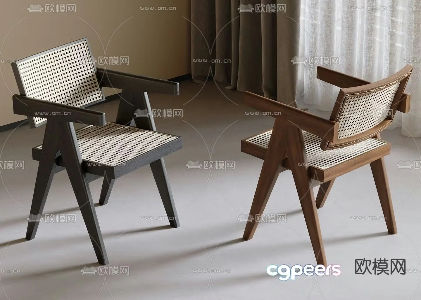 rattan dining chair chair 3d model