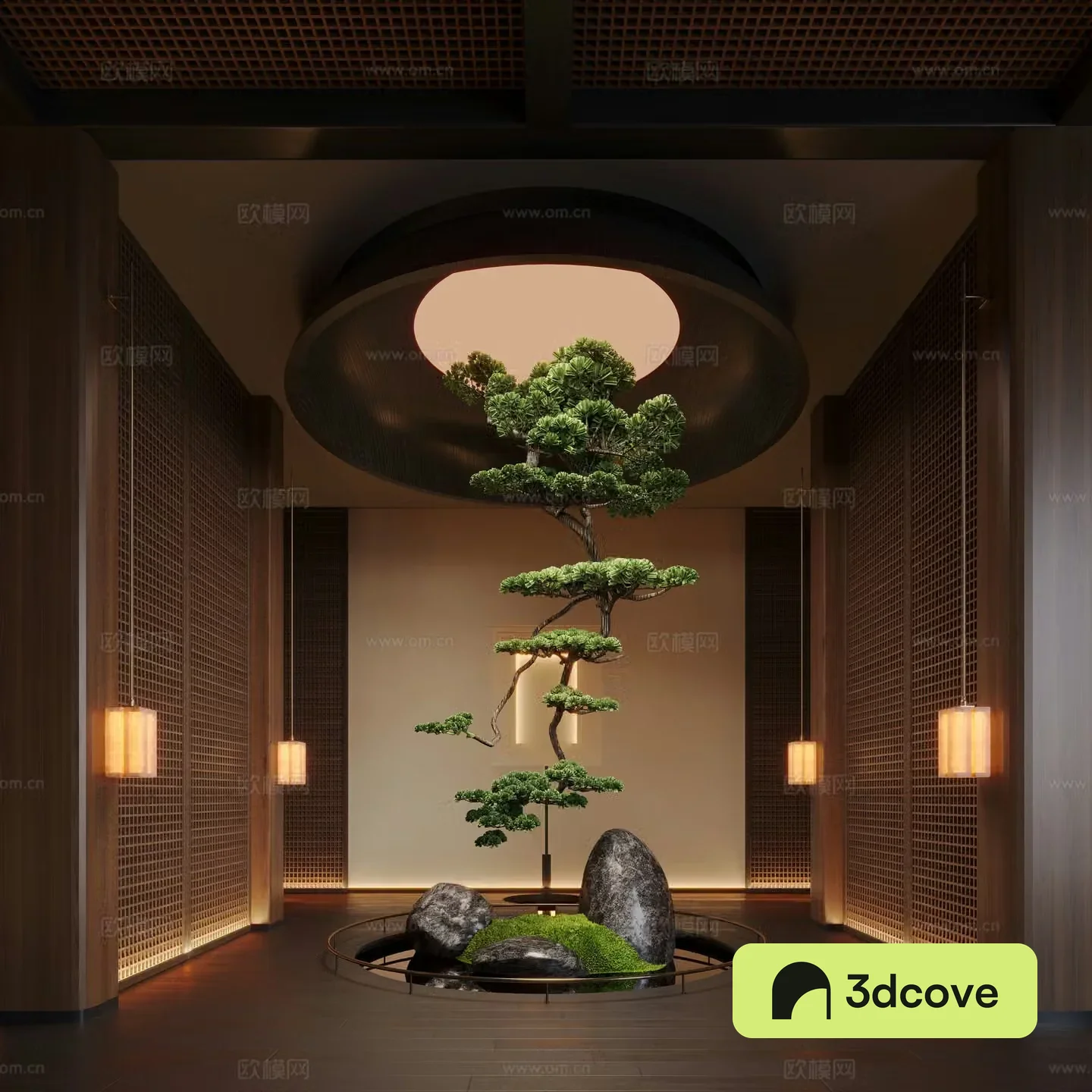 New Chinese aisle landscape installation hanging tree