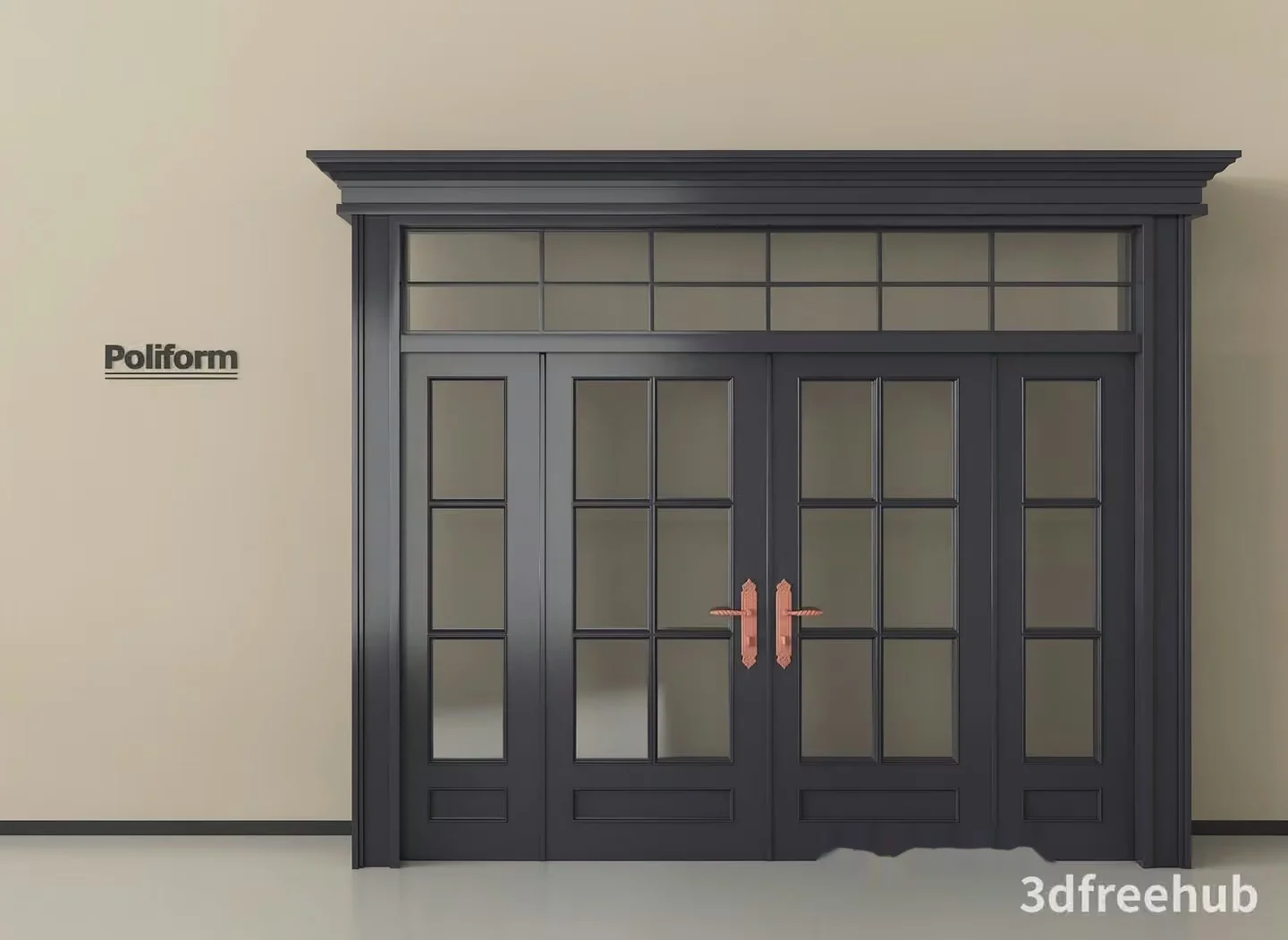A Door With A Glass Window 3D Model – 19704 – VRAY Render