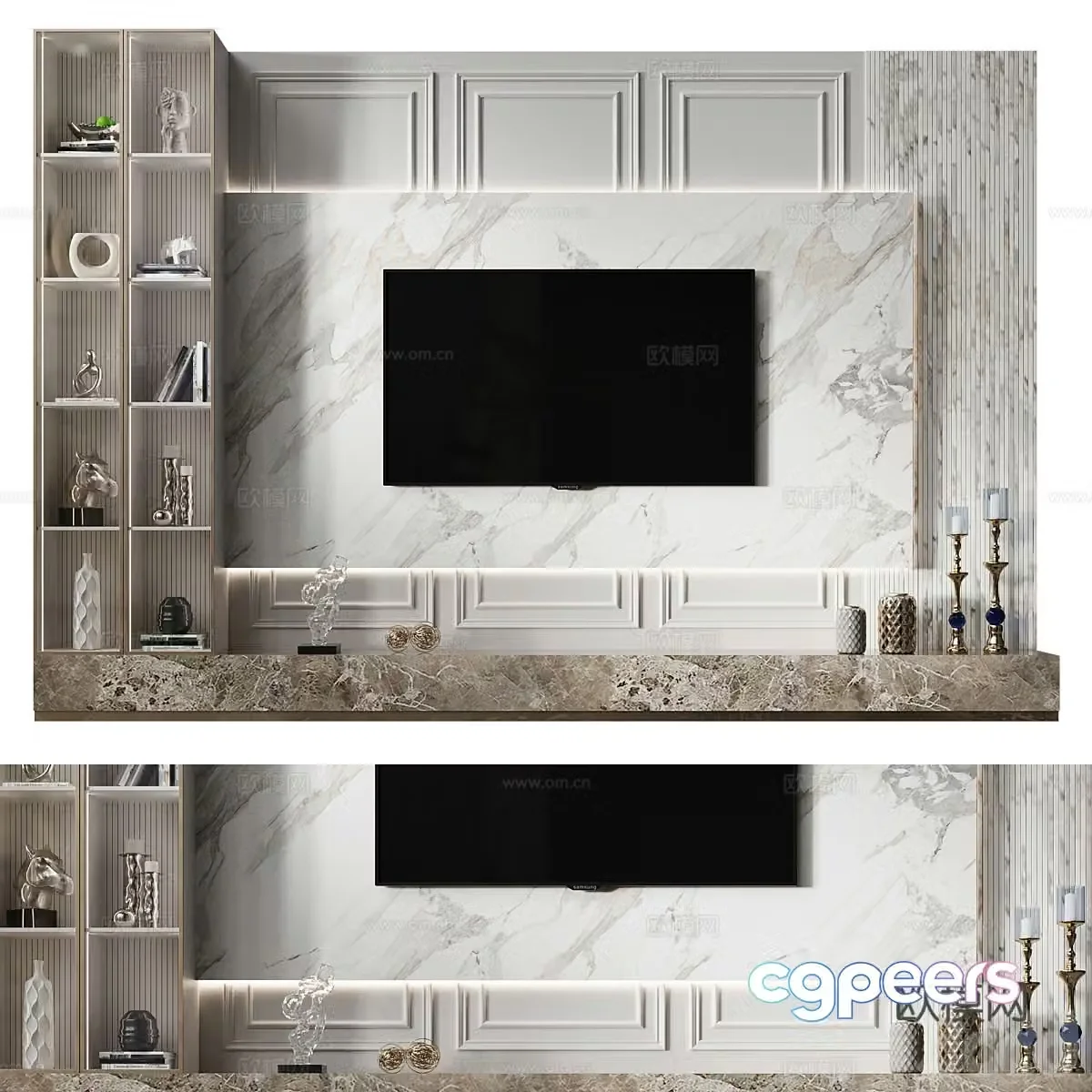 Italian TV background wall 3D model