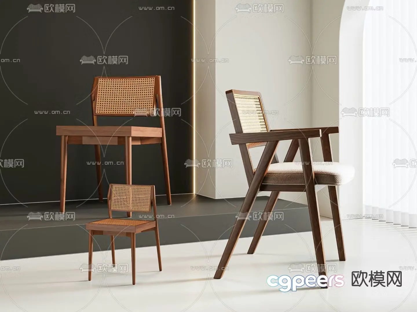 Wabi-sabi chair dining chair 3d model