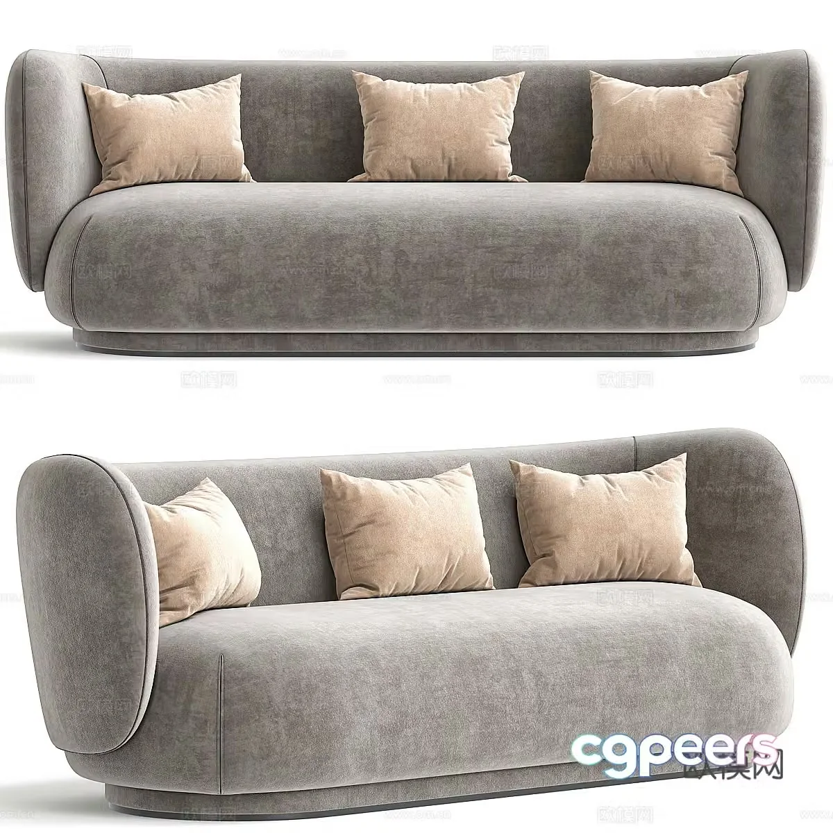 Modern Cream Style Rico Casual Sofa 3D Model