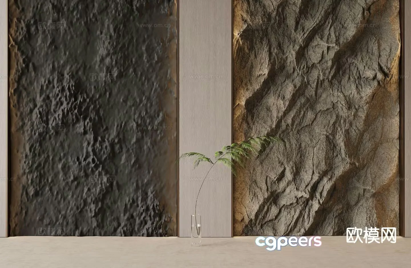 Modern rock wall matte stone wall PU stone background wall 3d model