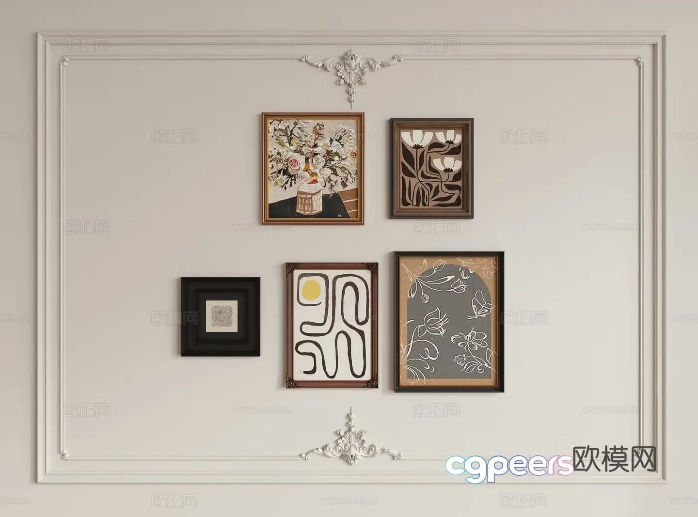 3D model of medieval combination hanging paintings