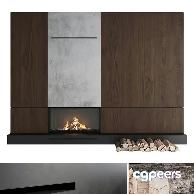3ds Max Free – Decorative wall with fireplace set 18