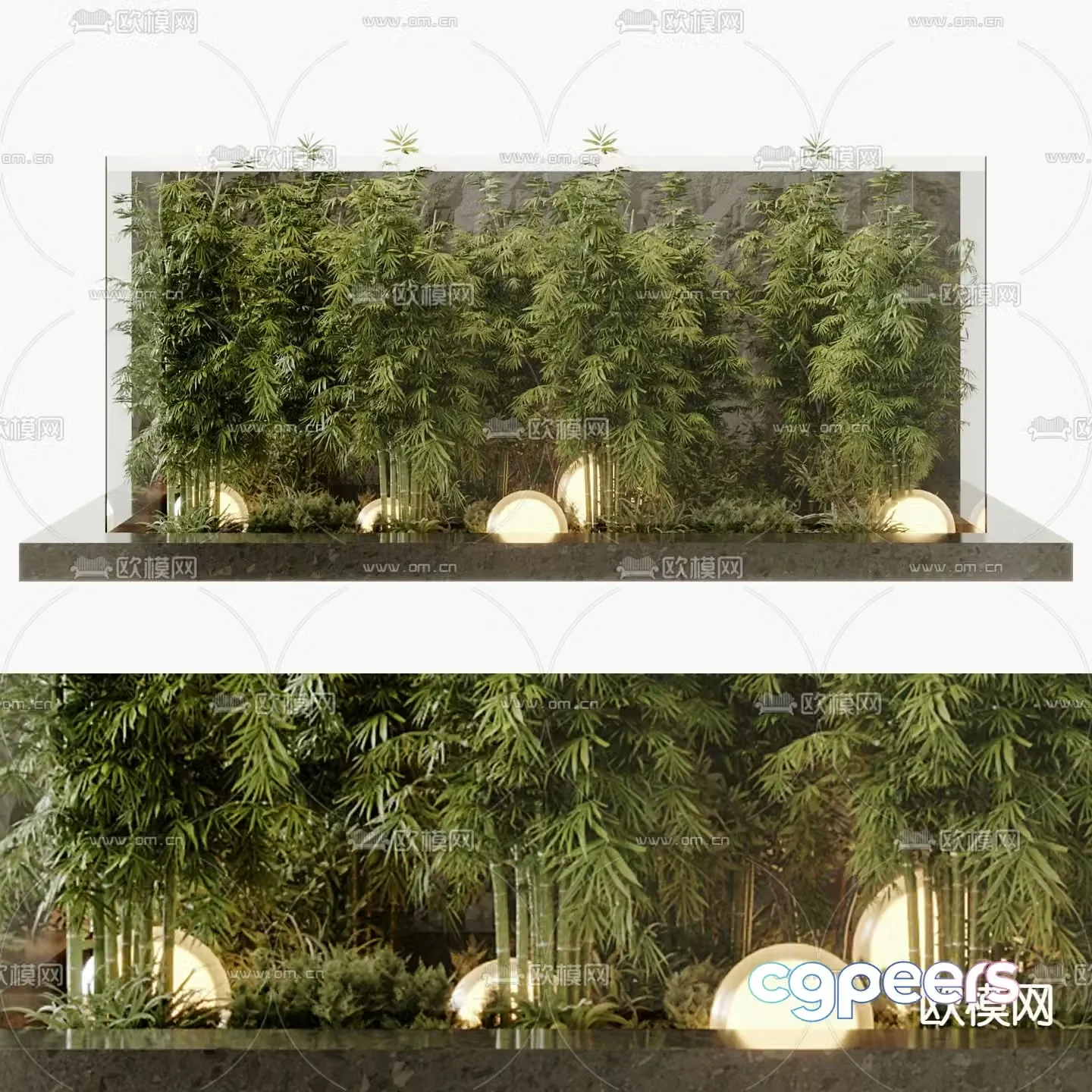 Landscape green plants bamboo landscaping 3d model