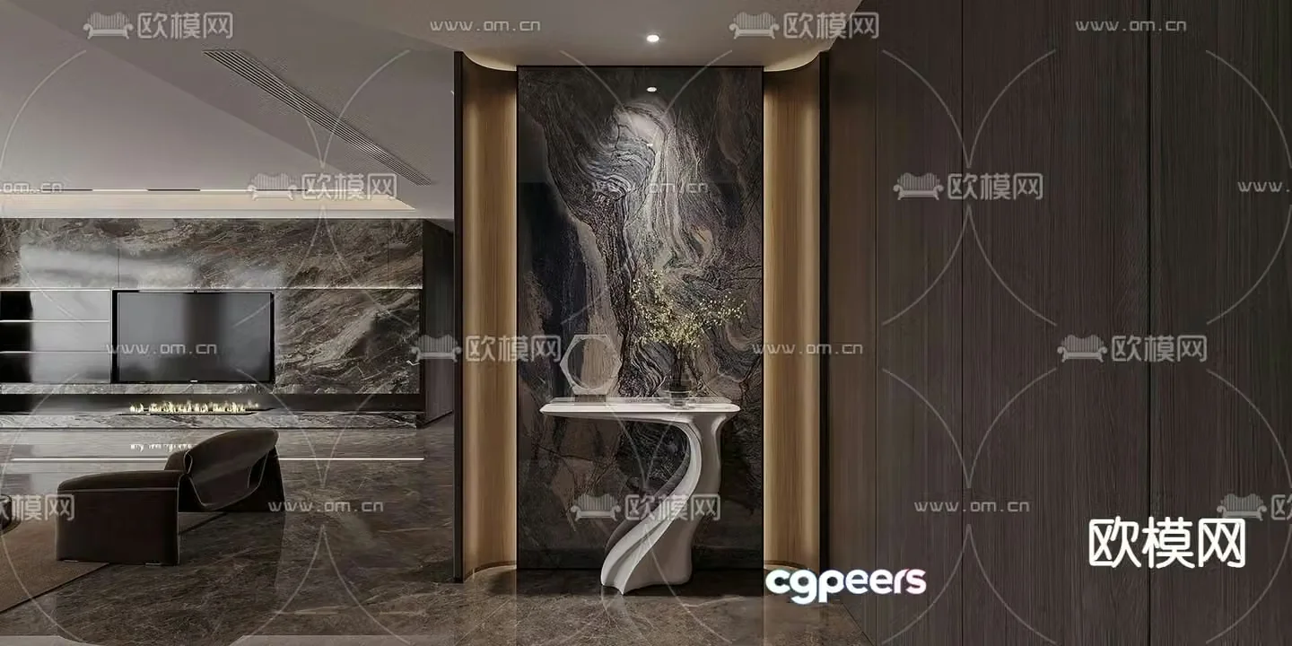 Modern foyer entrance hallway 3d model