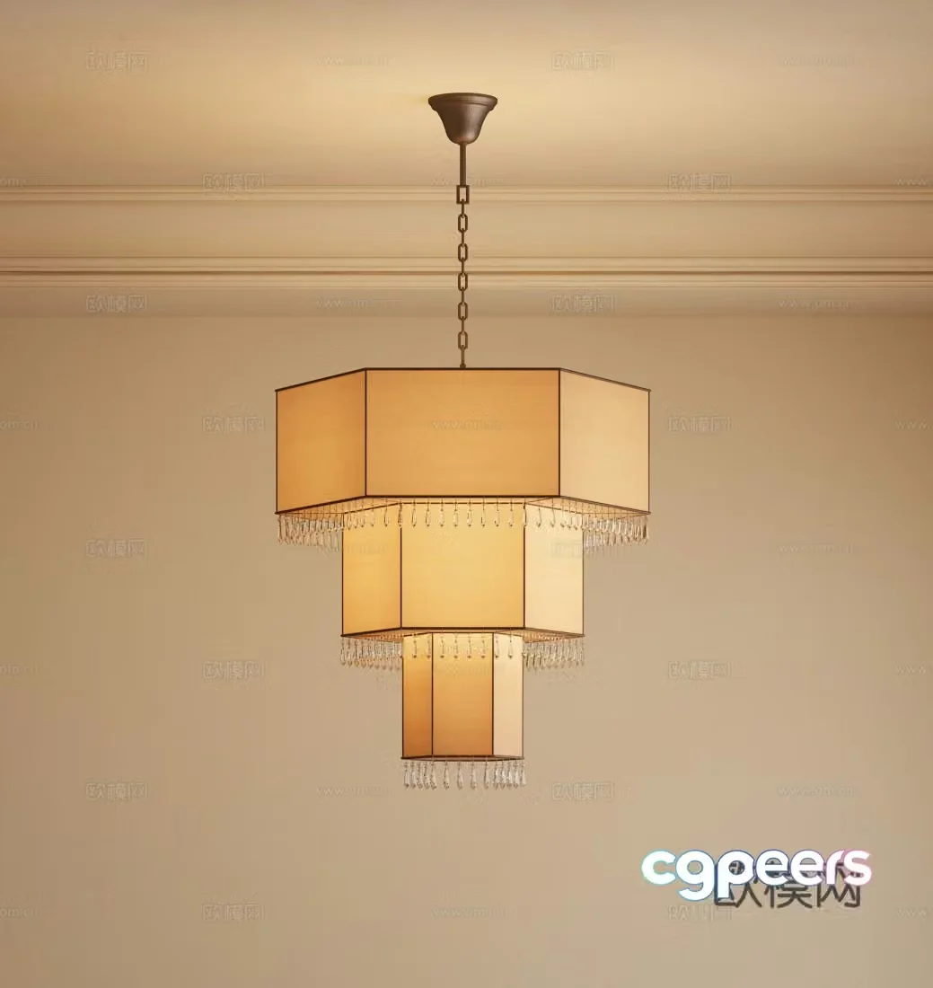 New Chinese Song Aesthetic Chandelier 3D Model