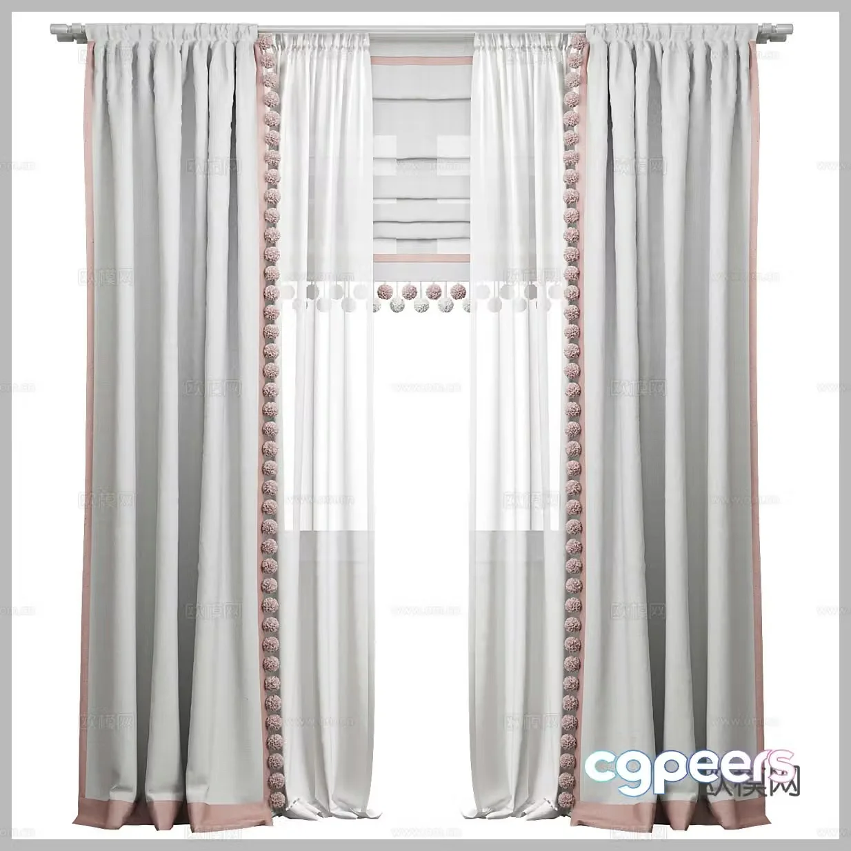 Simple curtains fabric curtains children’s curtains children’s room curtains cloth curtains gauze curtains Roman curtains 3D model