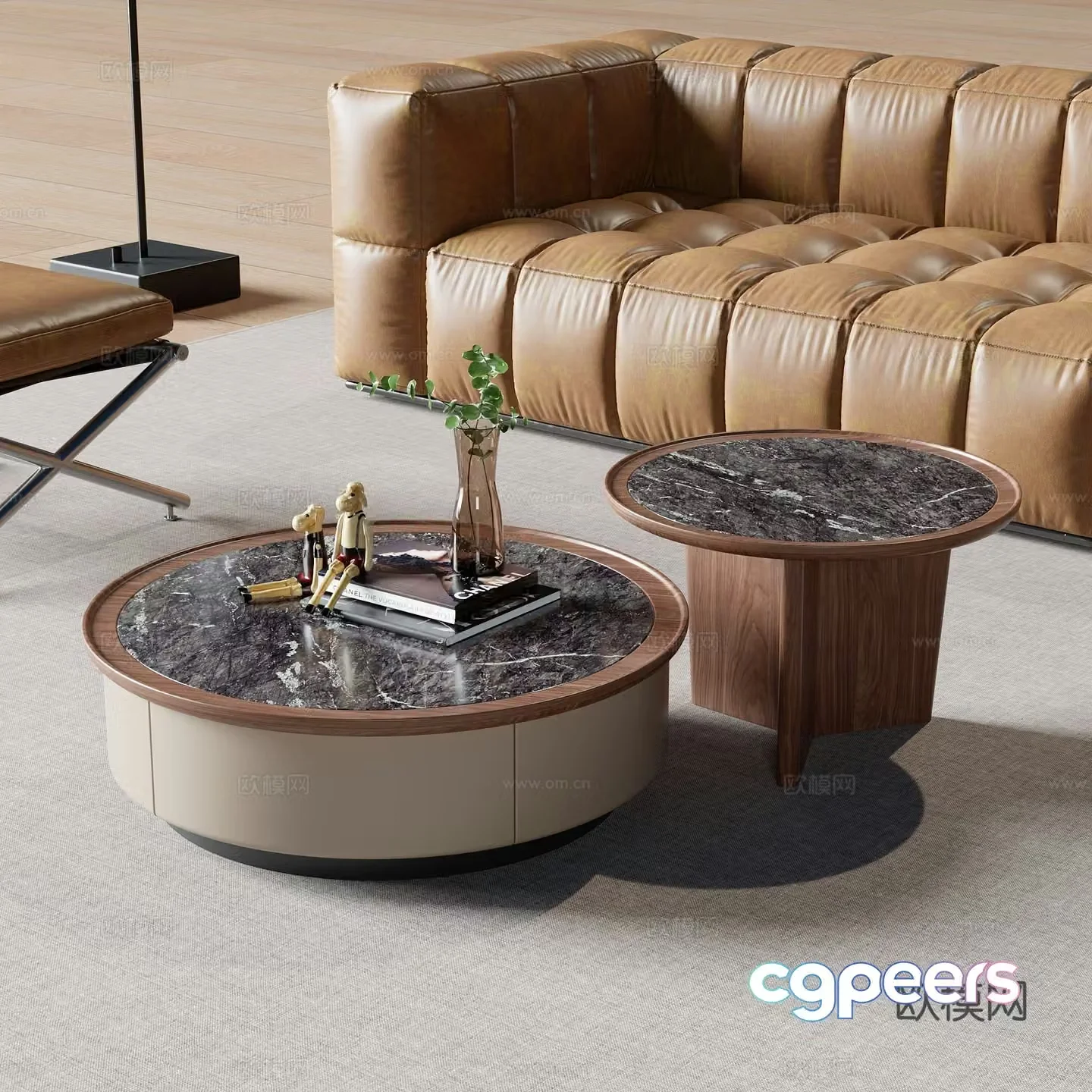 Middle-aged style mother-child coffee table 3D model