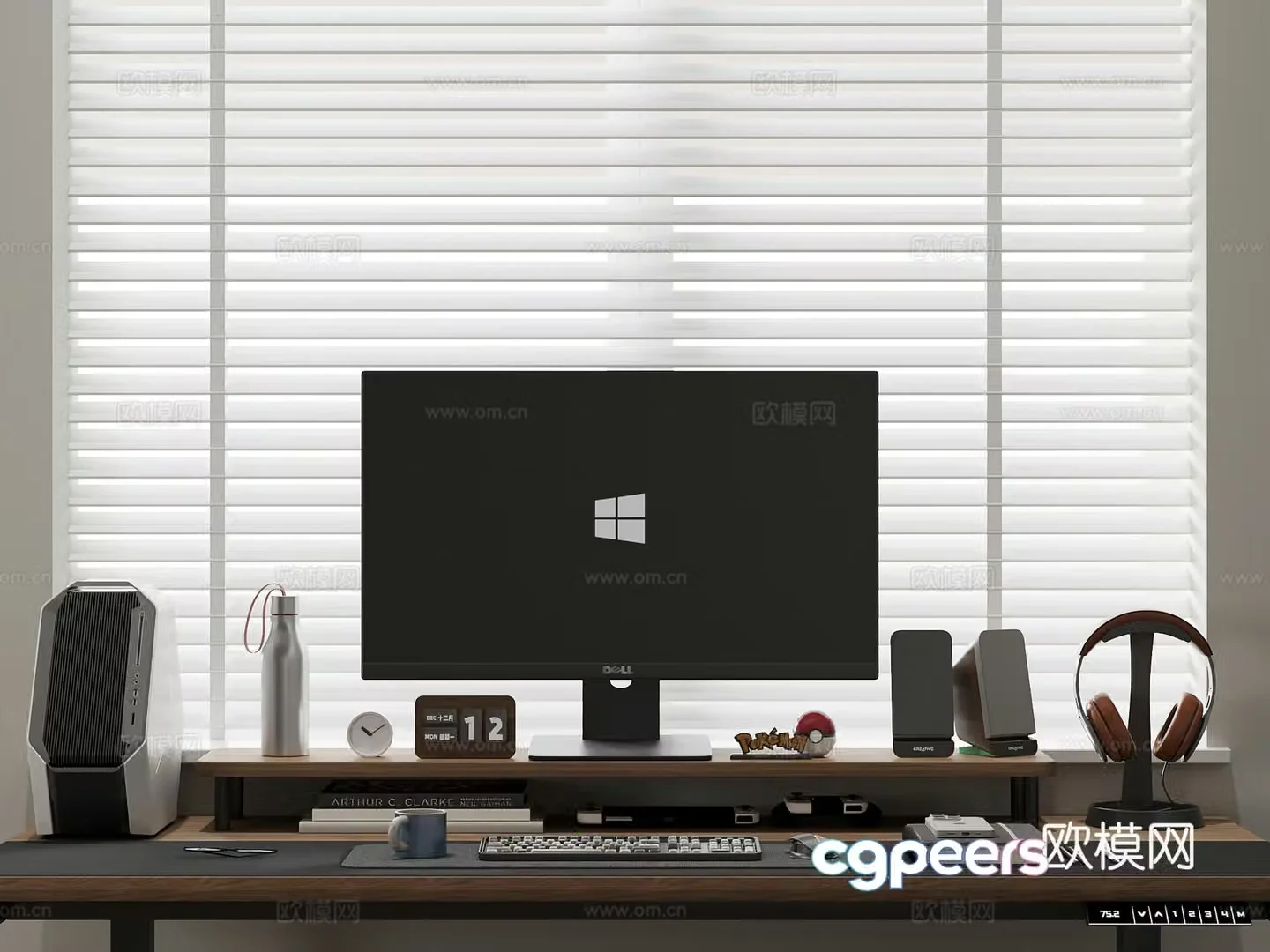 Modern desk computer desk computer equipment ornament 3d model