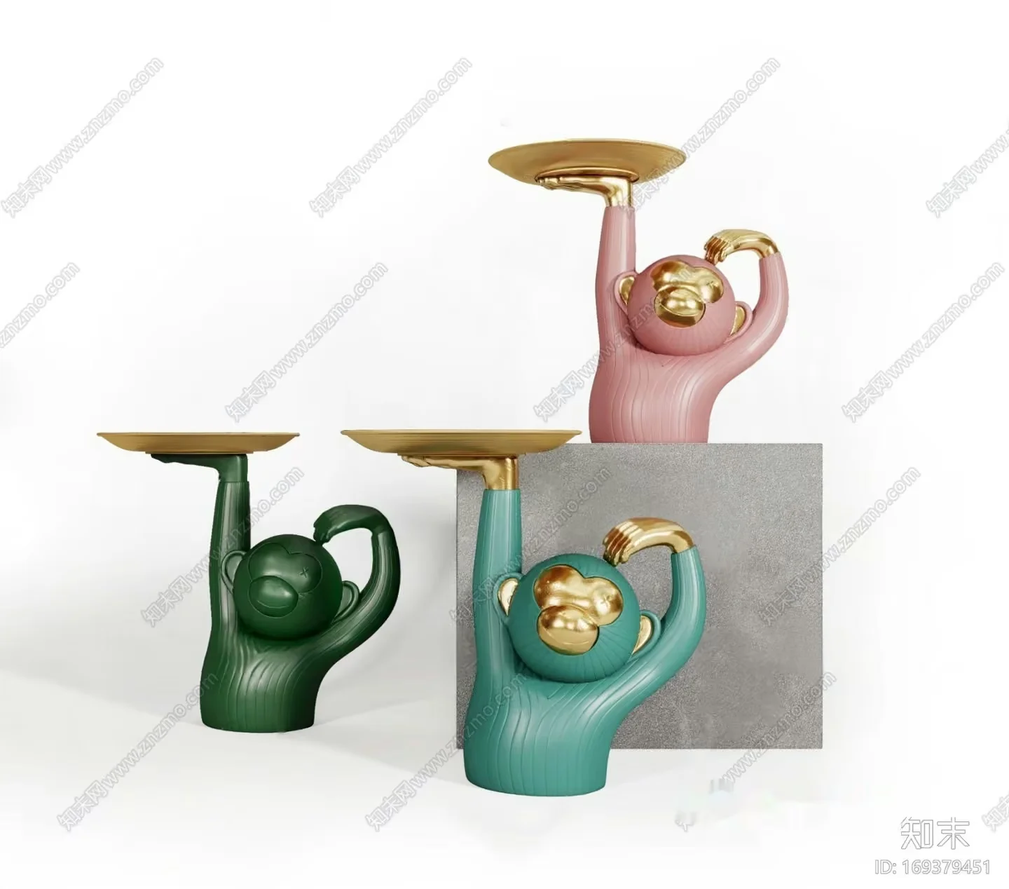 Modern Decorative Monkey Sculptures 3D Model – 3015 – VRAY Render