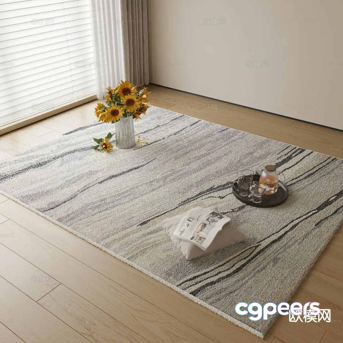 Modern carpet square rug 3d model