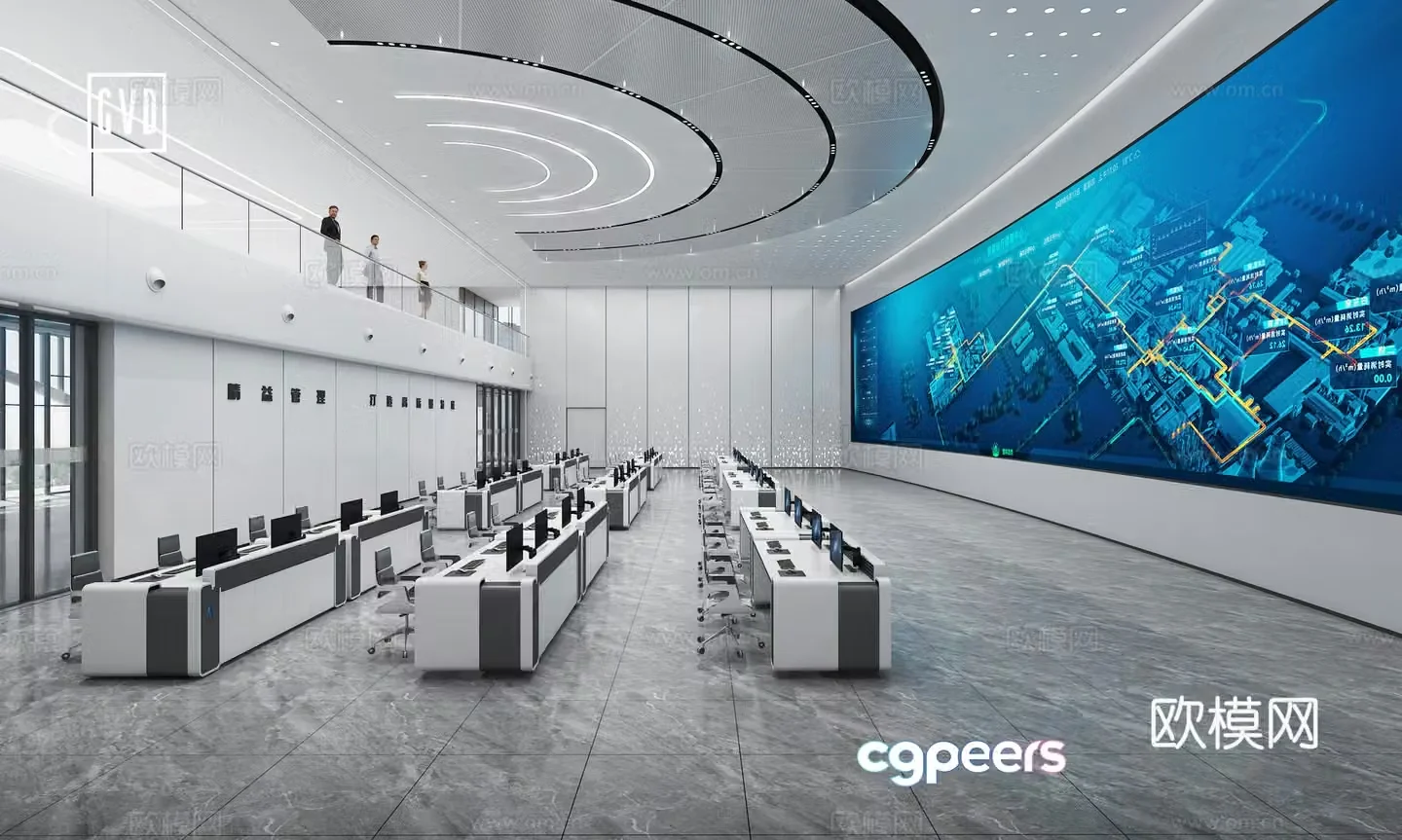 Modern Management and Control Center Management and Control Center Scheduling Center Command Center Data Center 3D Model in Monitoring