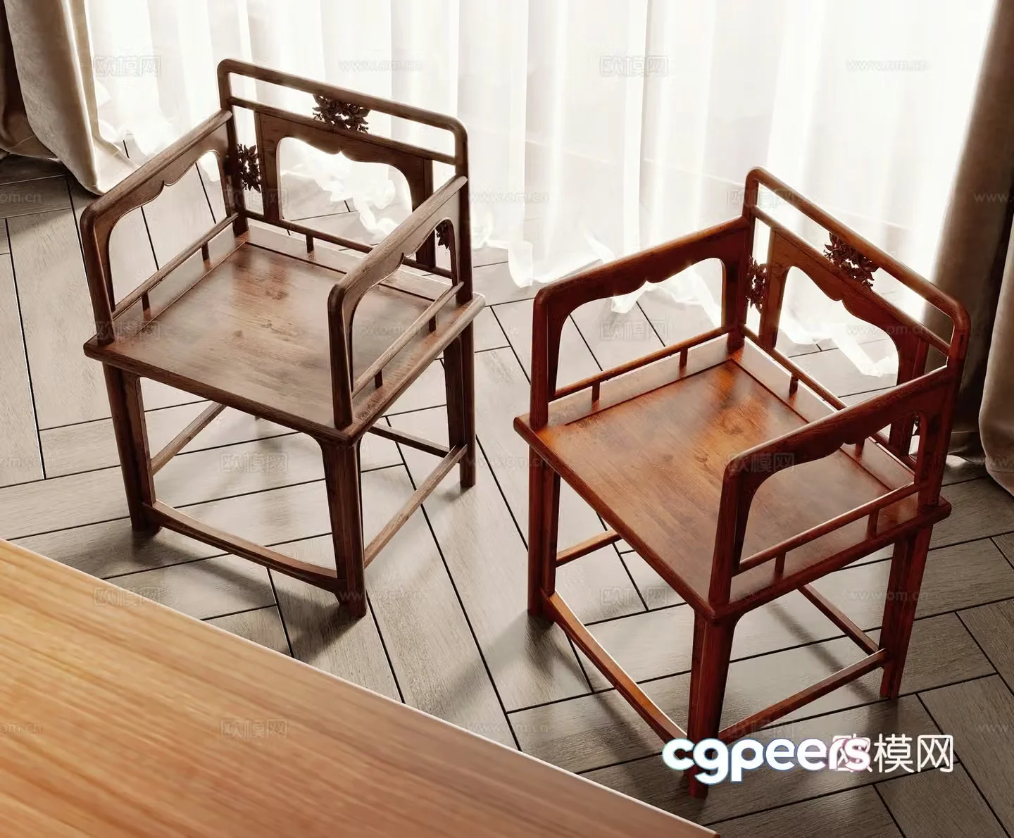 New Chinese style single chair armchair 3d model