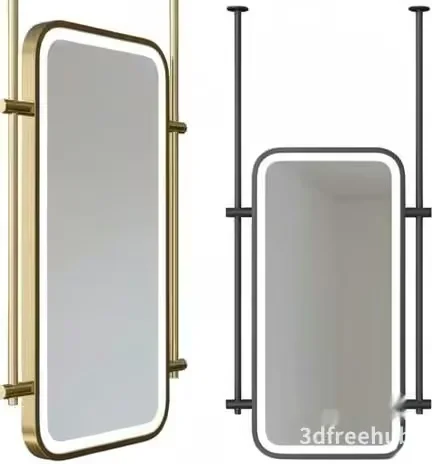 A Mirror With A Gold Frame 3D Model – 20486 – VRAY Render