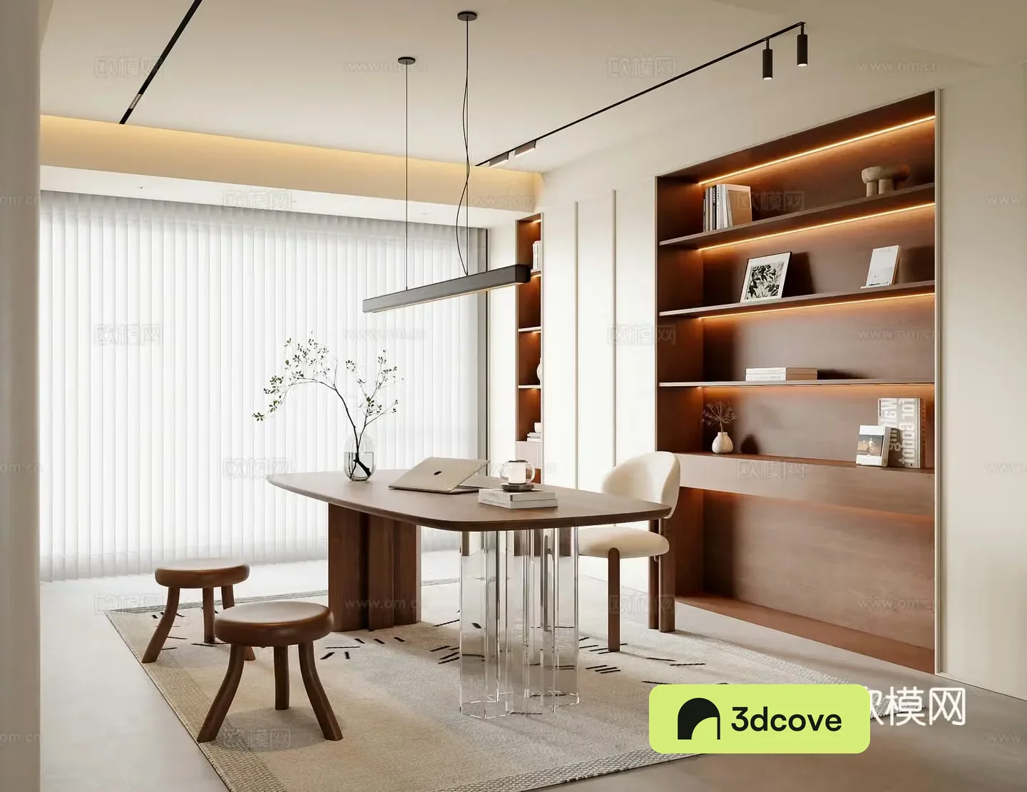 Middle-aged study room 3D model