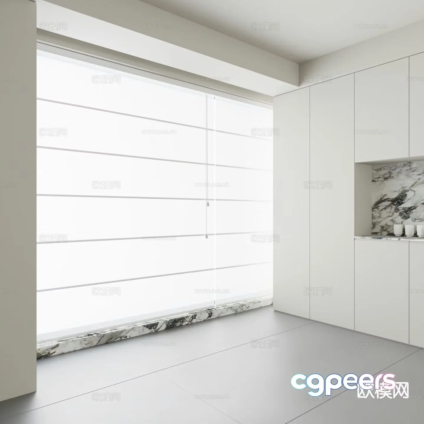 Modern curtains Venetian blinds 3d model