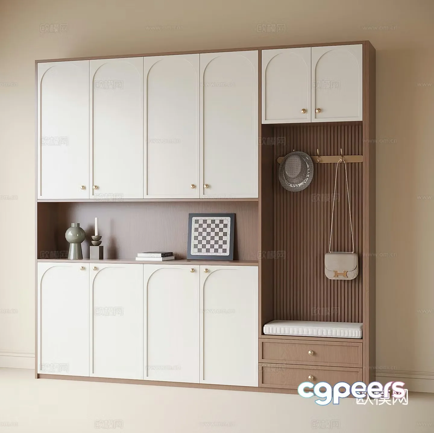 French shoe cabinet home entrance shoe cabinet 3D model