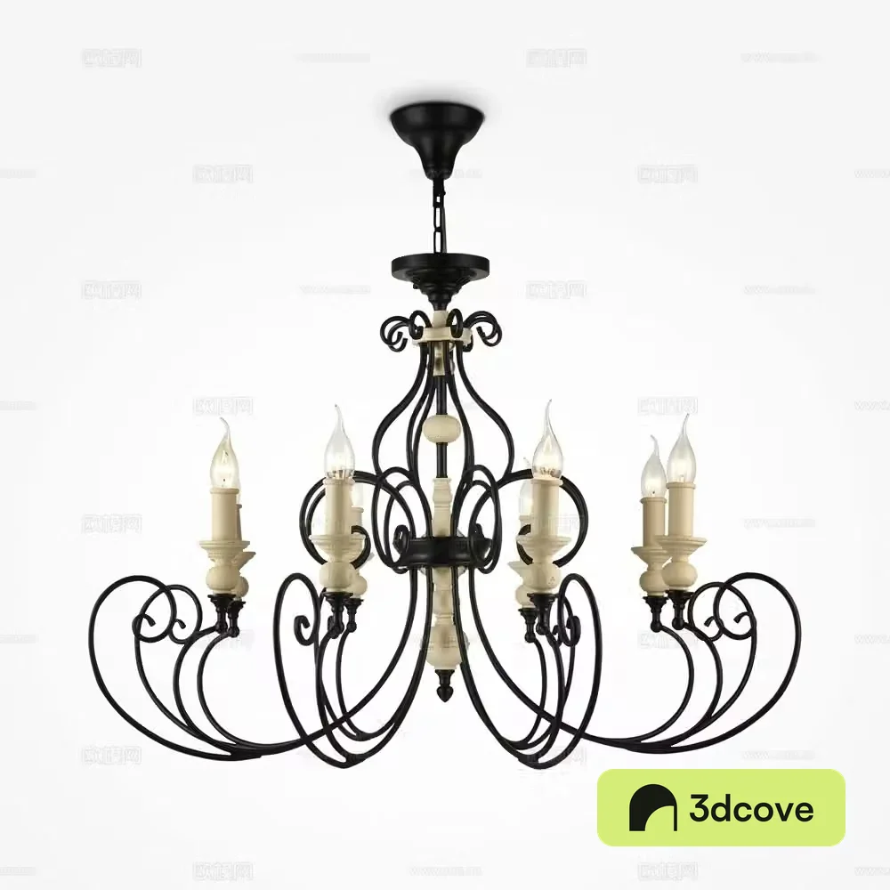 Retro Wrought Iron Chandelier