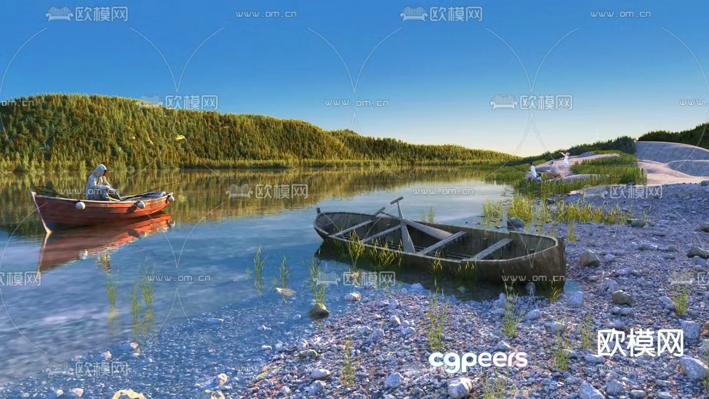 Autumn Lake Wetland Park 3D model