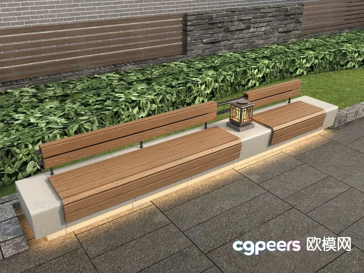 Modern landscape seat outdoor chair street rest bench 3d model