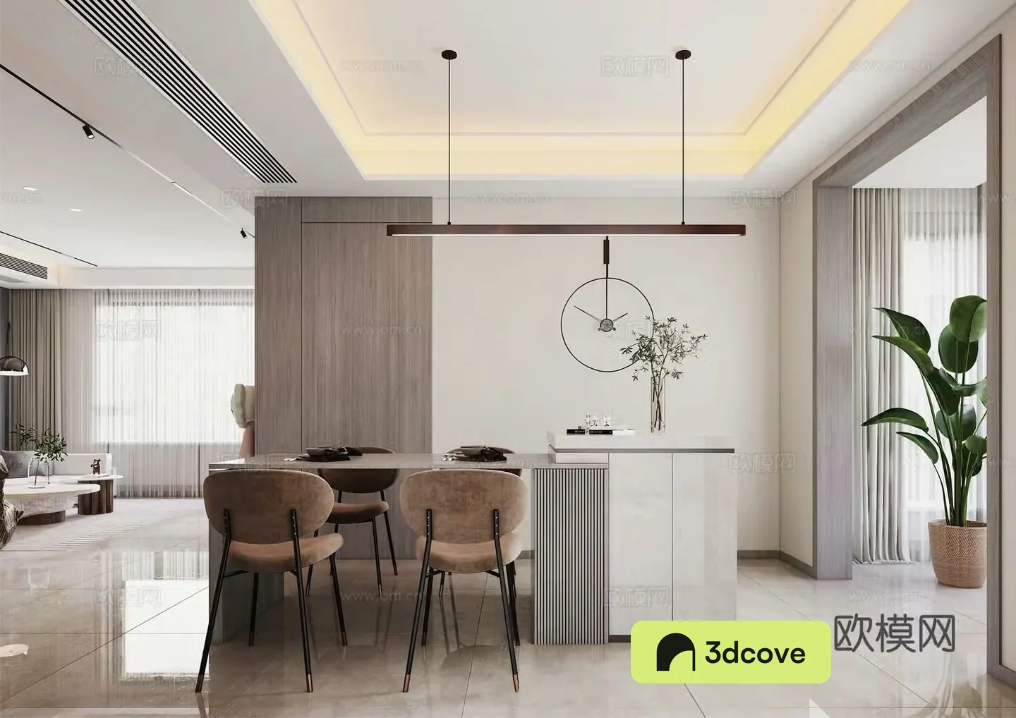 Modern restaurant island bar simple potted modern living dining table G551