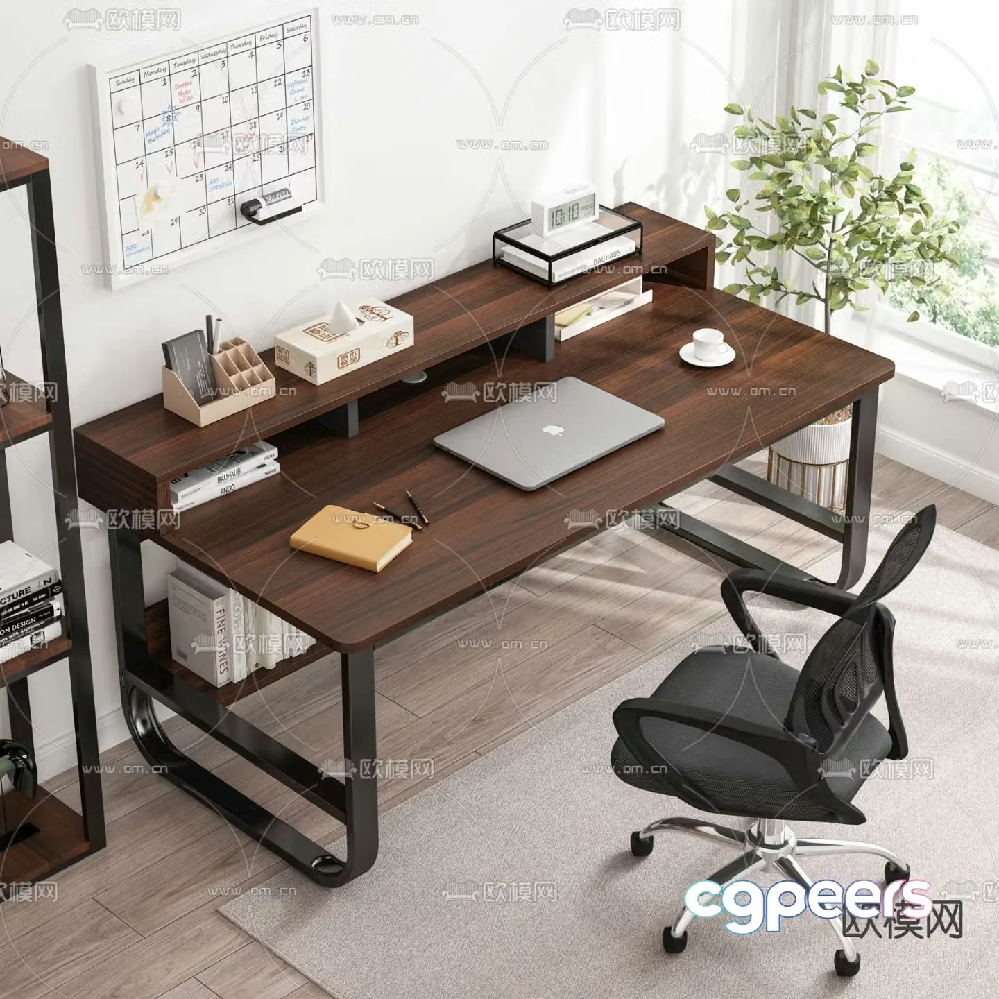 desk workstation 3d model