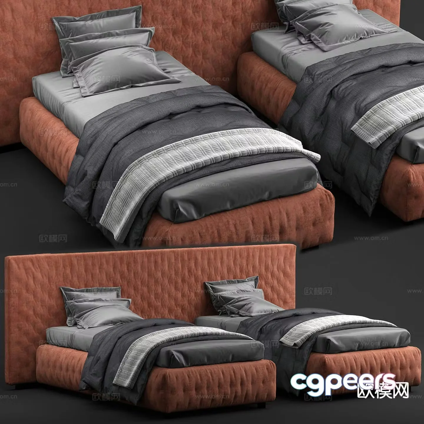 Modern single bed 3d model