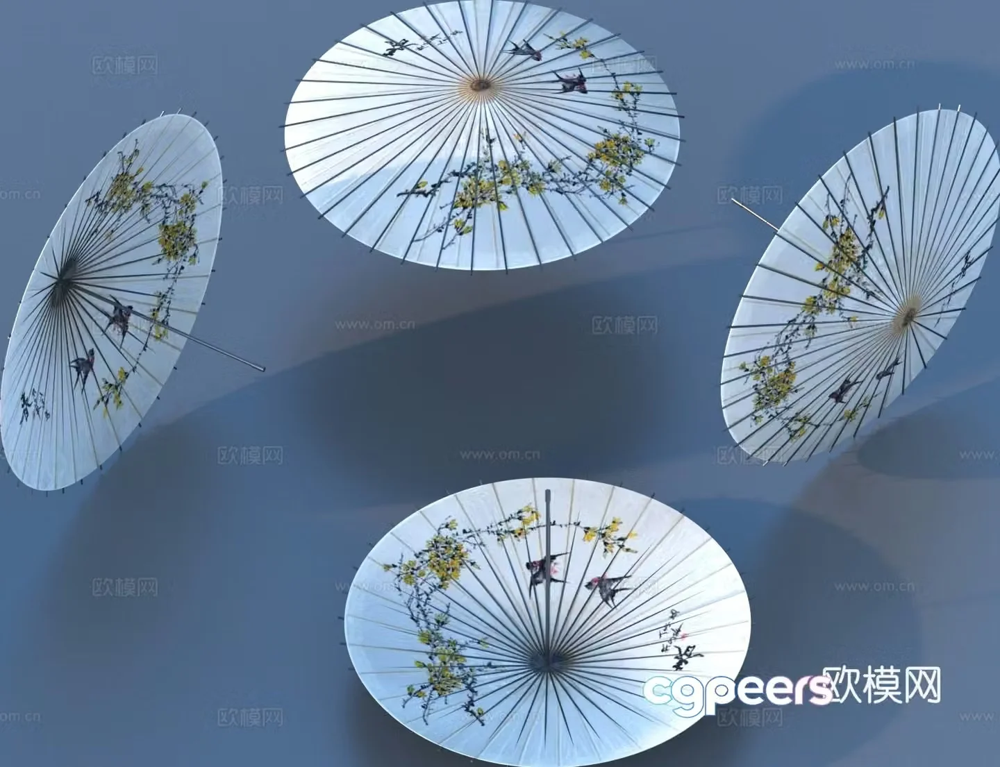 New Chinese style oil paper umbrella umbrella flower umbrella 3d model