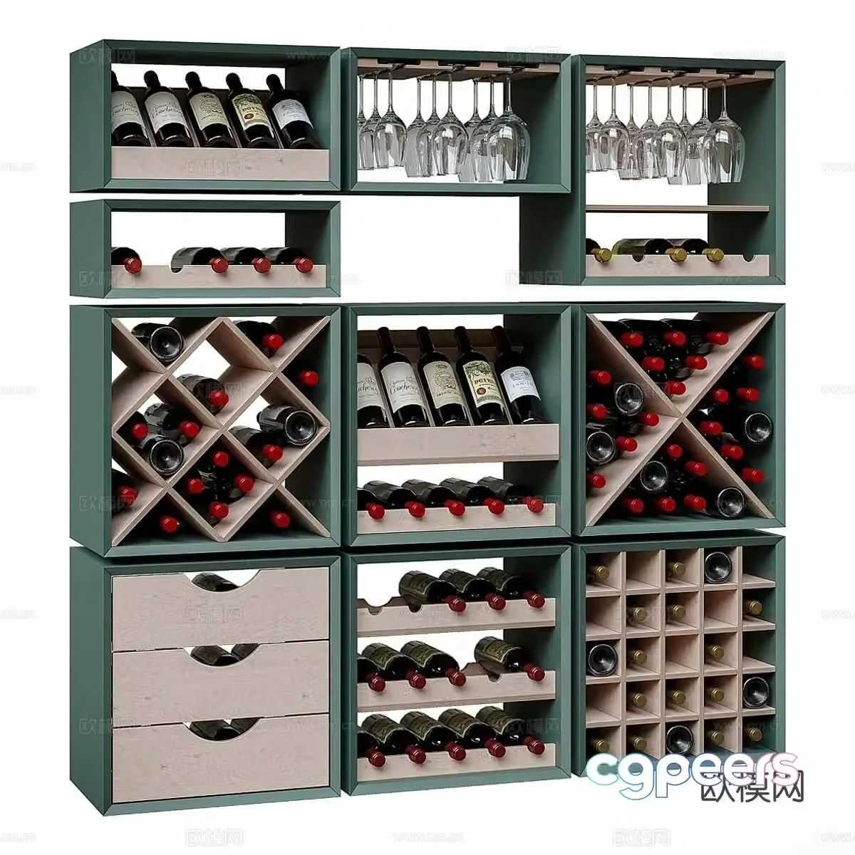 Modern wine cabinet red wine cabinet 3d model