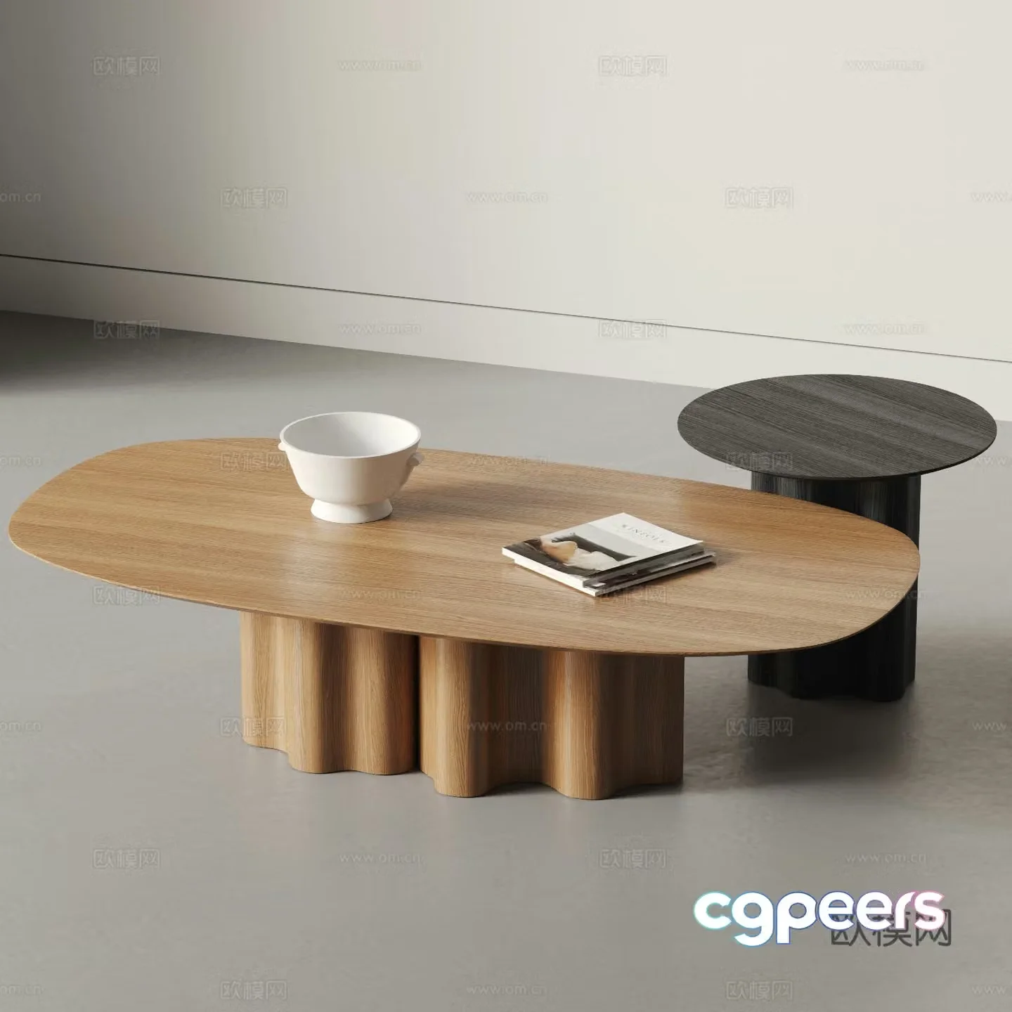 Nordic wooden coffee table mother-child coffee table 3D model