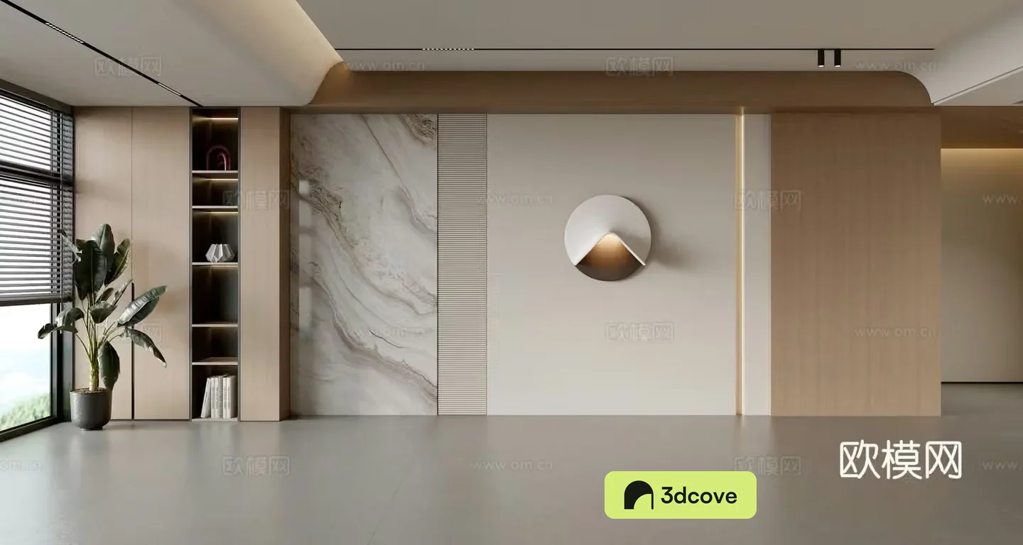 Modern simple sofa background wall modern ornament balcony cabinet living room cabinet wood veneer background wall