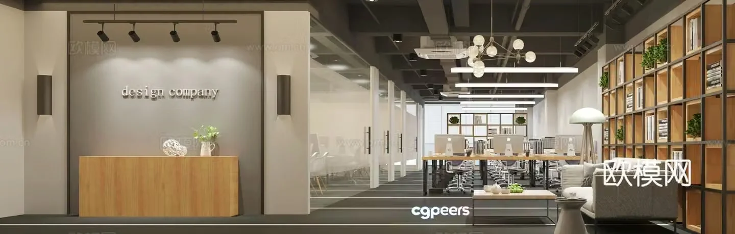 Modern public office office area 3d model