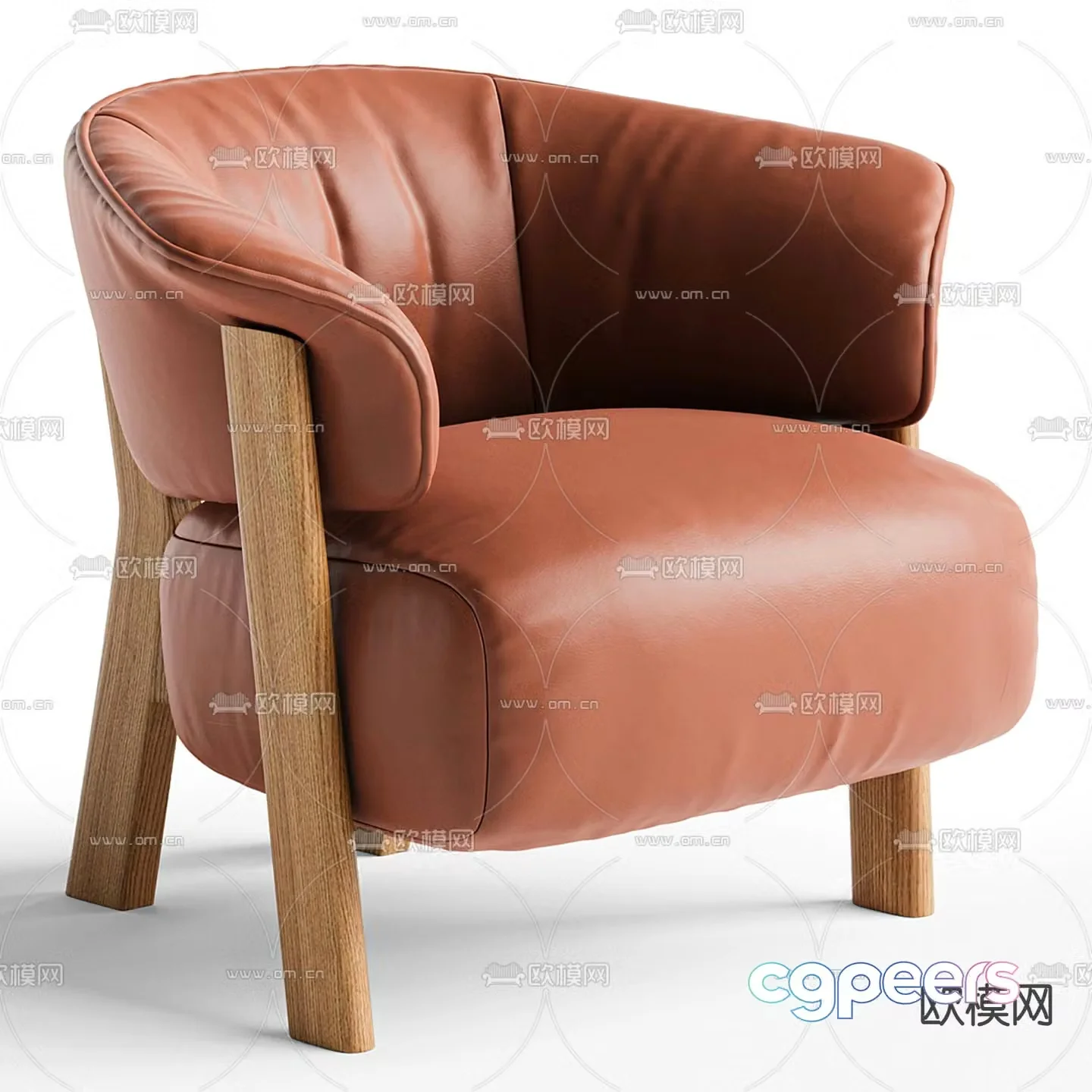 Leather sofa chair leisure chair 3d model