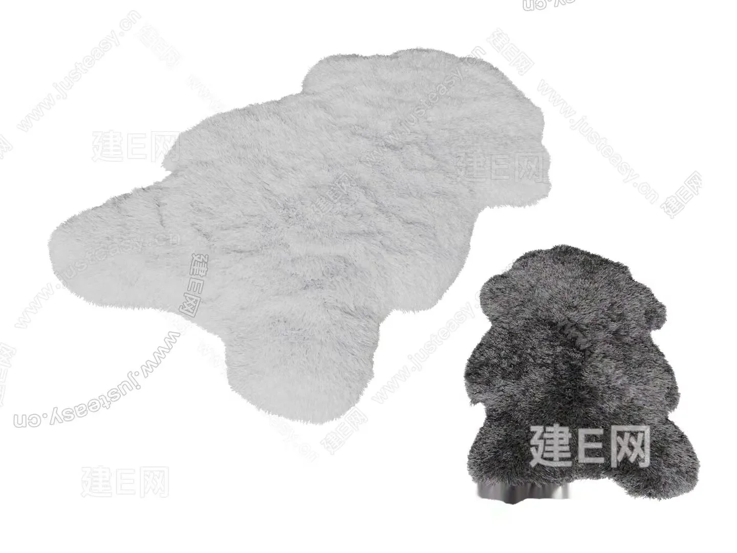 A Pair Of Furry Rugs 3D Model – 5753 – VRAY Render