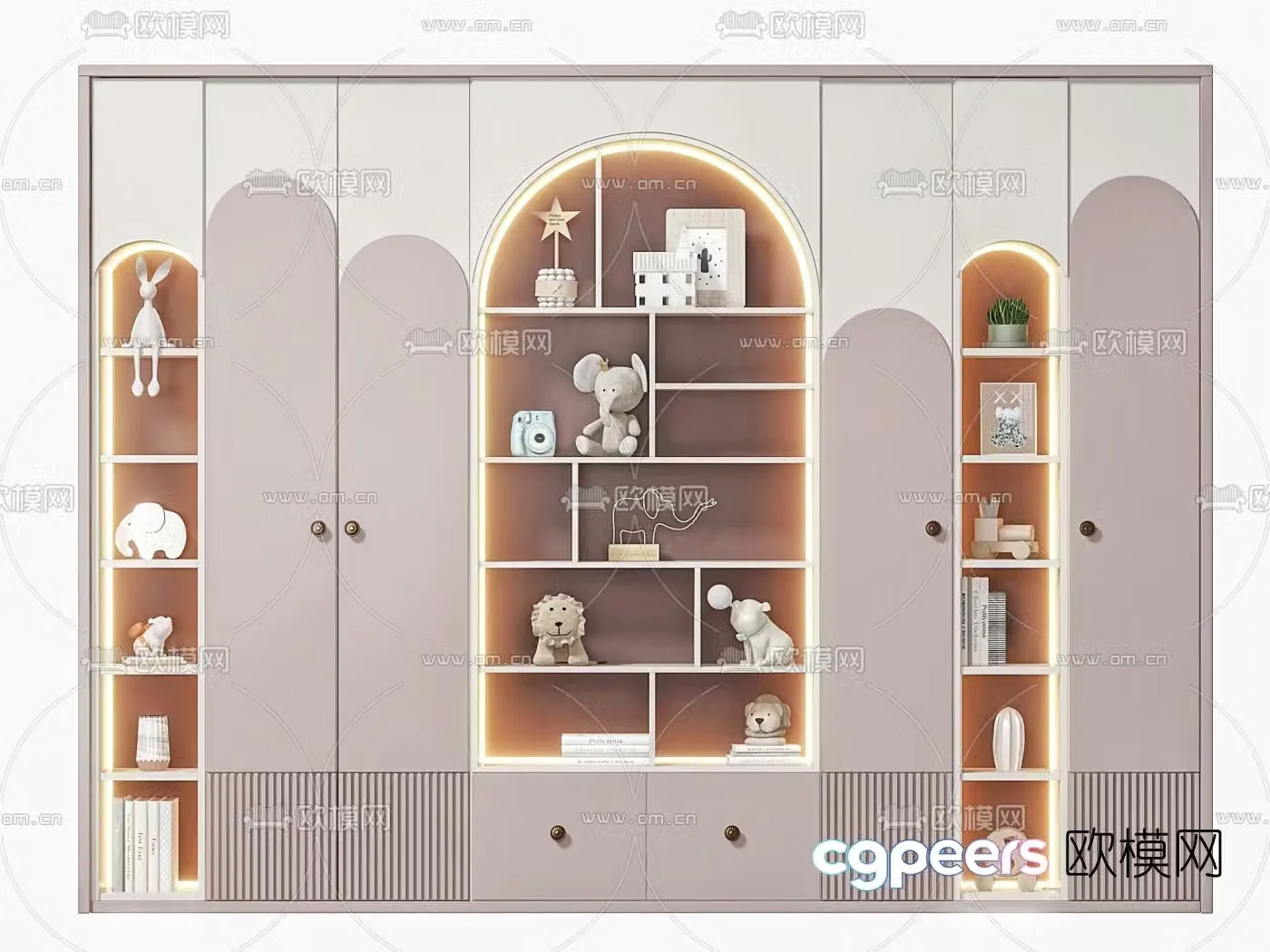 Nordic children’s wardrobe bookcase 3d model
