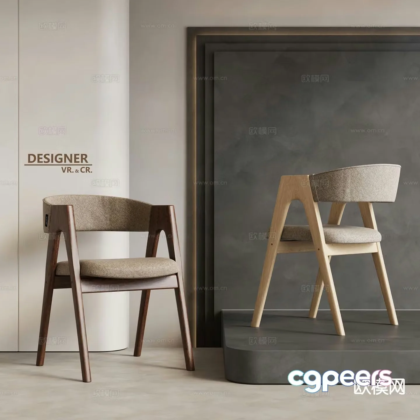 Modern single chair fabric dining chair chair 3d model