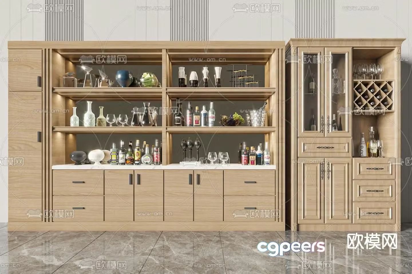 Simple wine cabinet 3D model