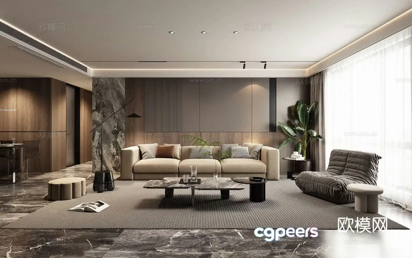 Modern living room combination sofa 3d model
