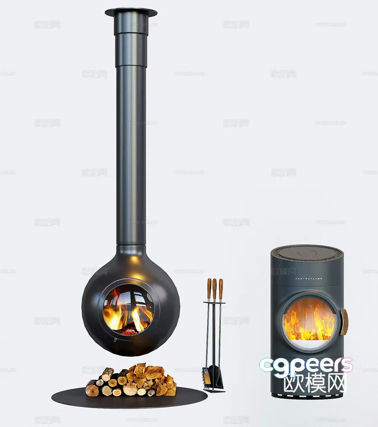 Hanging fireplace stove 3d model