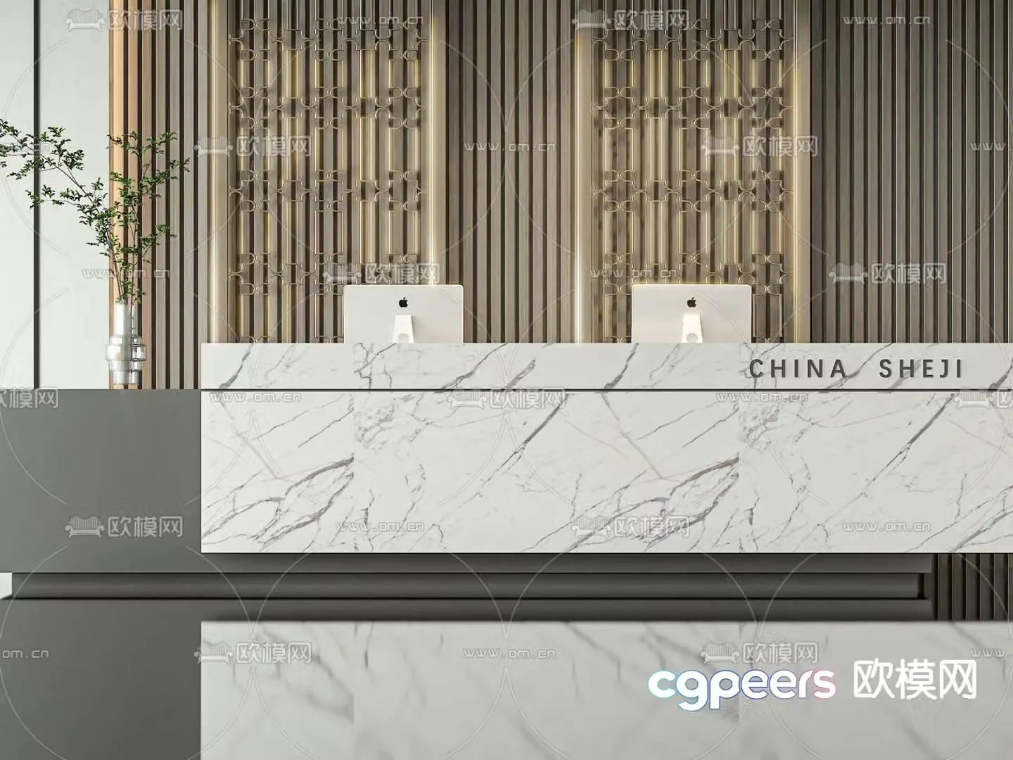 Front desk service desk reception desk 3d model