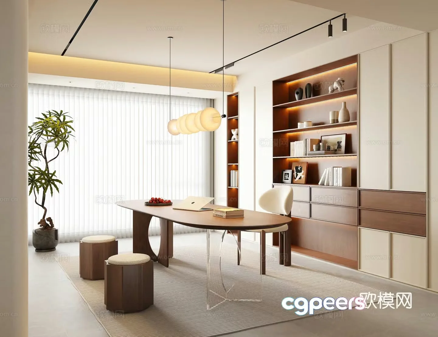 Modern medieval style study room 3D model