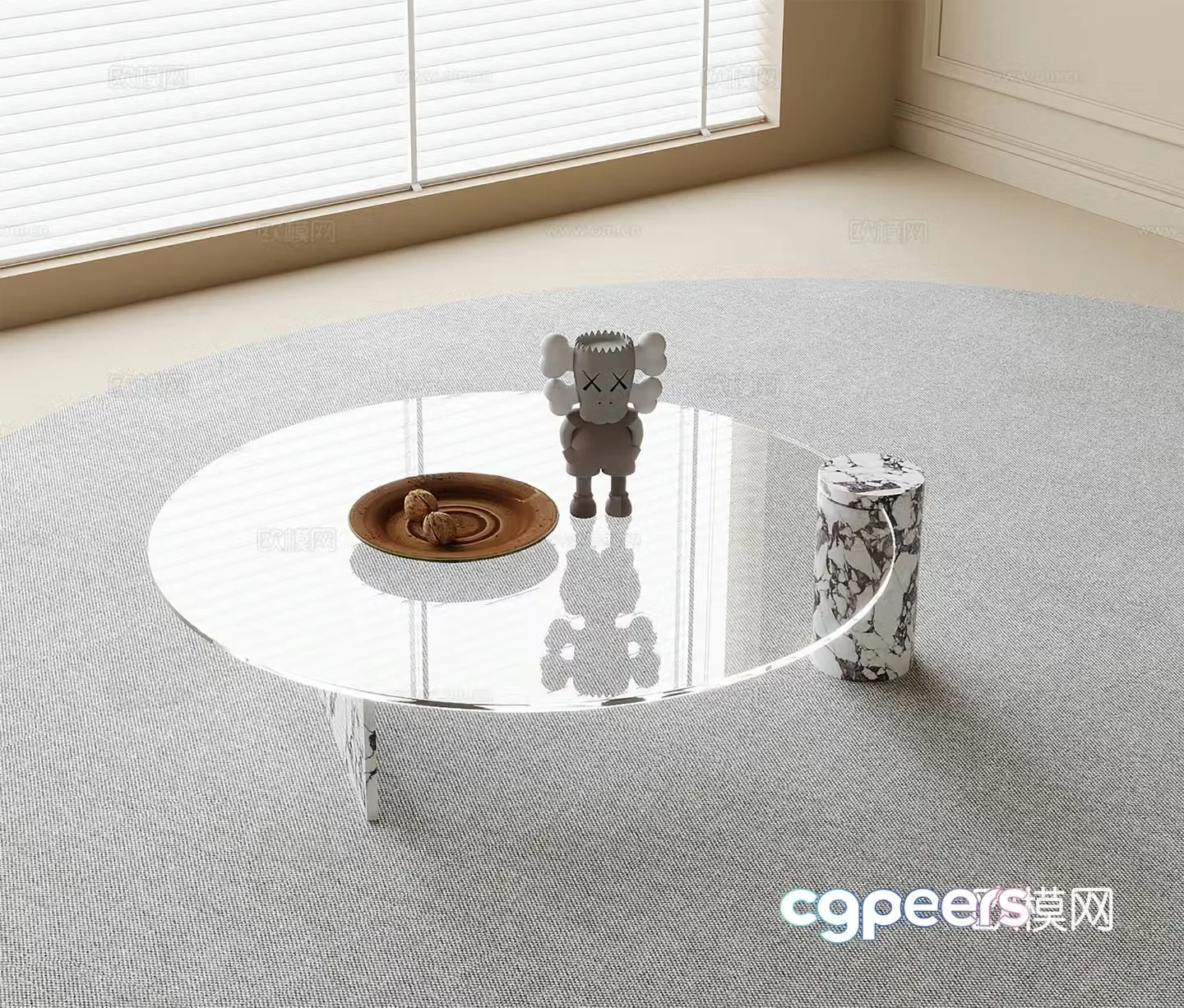 Modern glass coffee table round coffee table 3d model